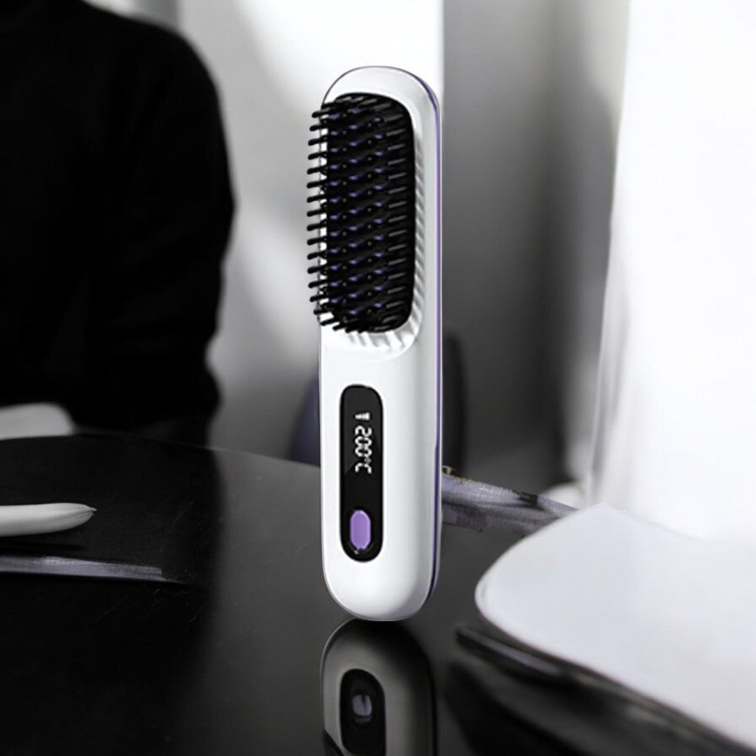 Wireless Heated Straightening Brush White
