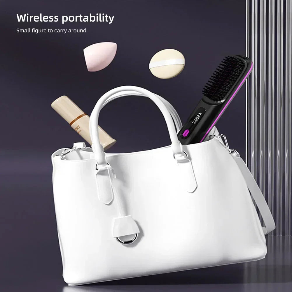 Wireless Heated Straightening Brush White