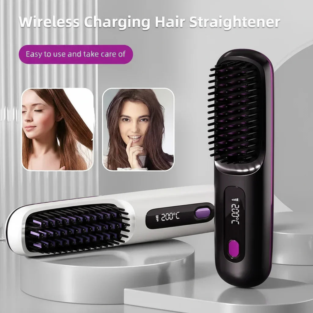 Wireless Heated Straightening Brush White