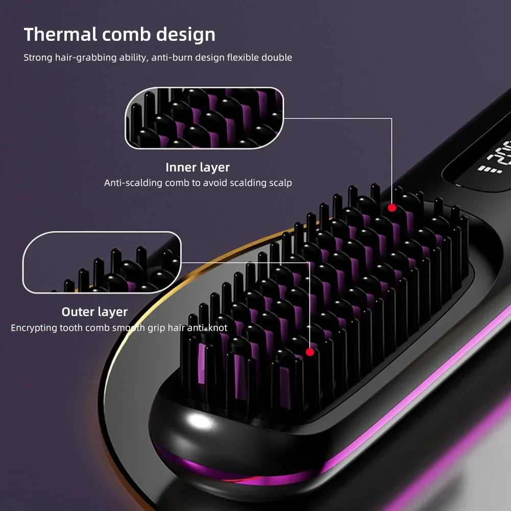 Wireless Heated Straightening Brush White