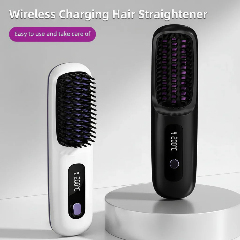 Wireless Heated Straightening Brush White