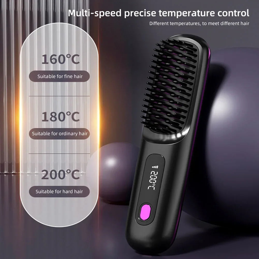 Wireless Heated Straightening Brush White