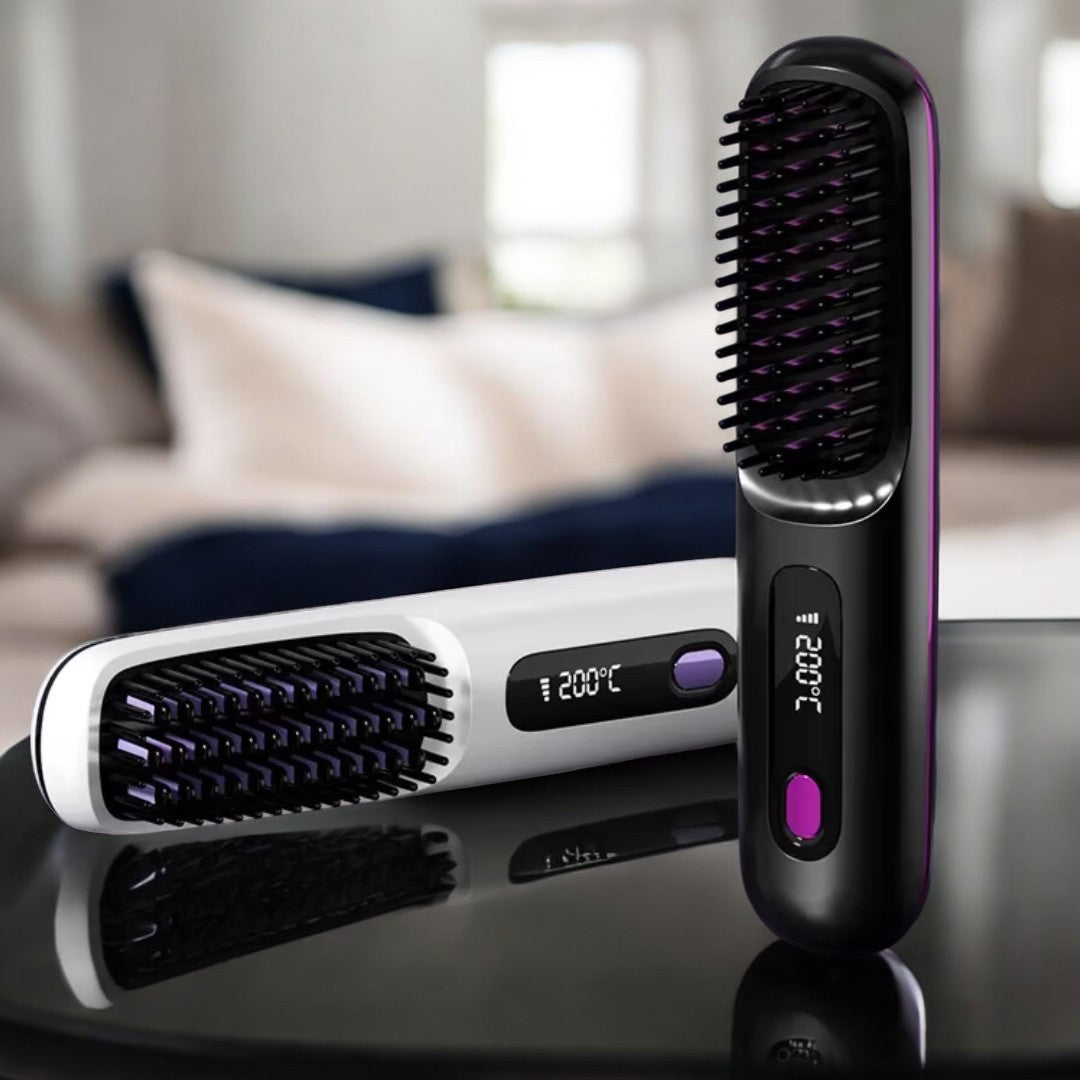 Wireless Heated Straightening Brush White